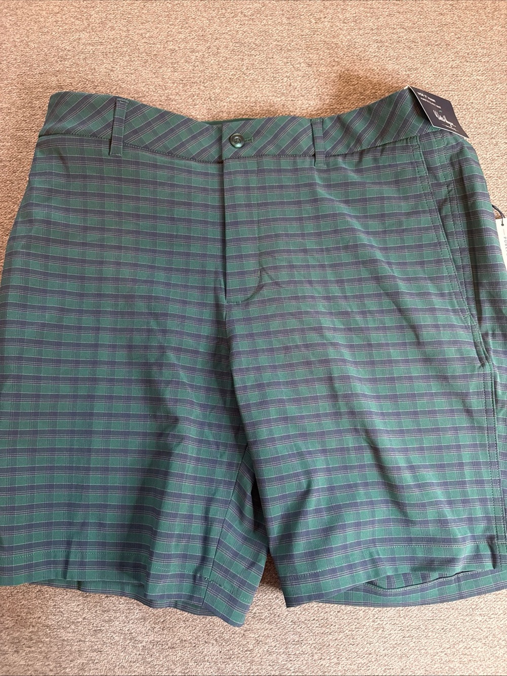 Walter Hagen Performance 11 Pureflex Golf Shorts Mens 34 Dark Green Tartan Plaid